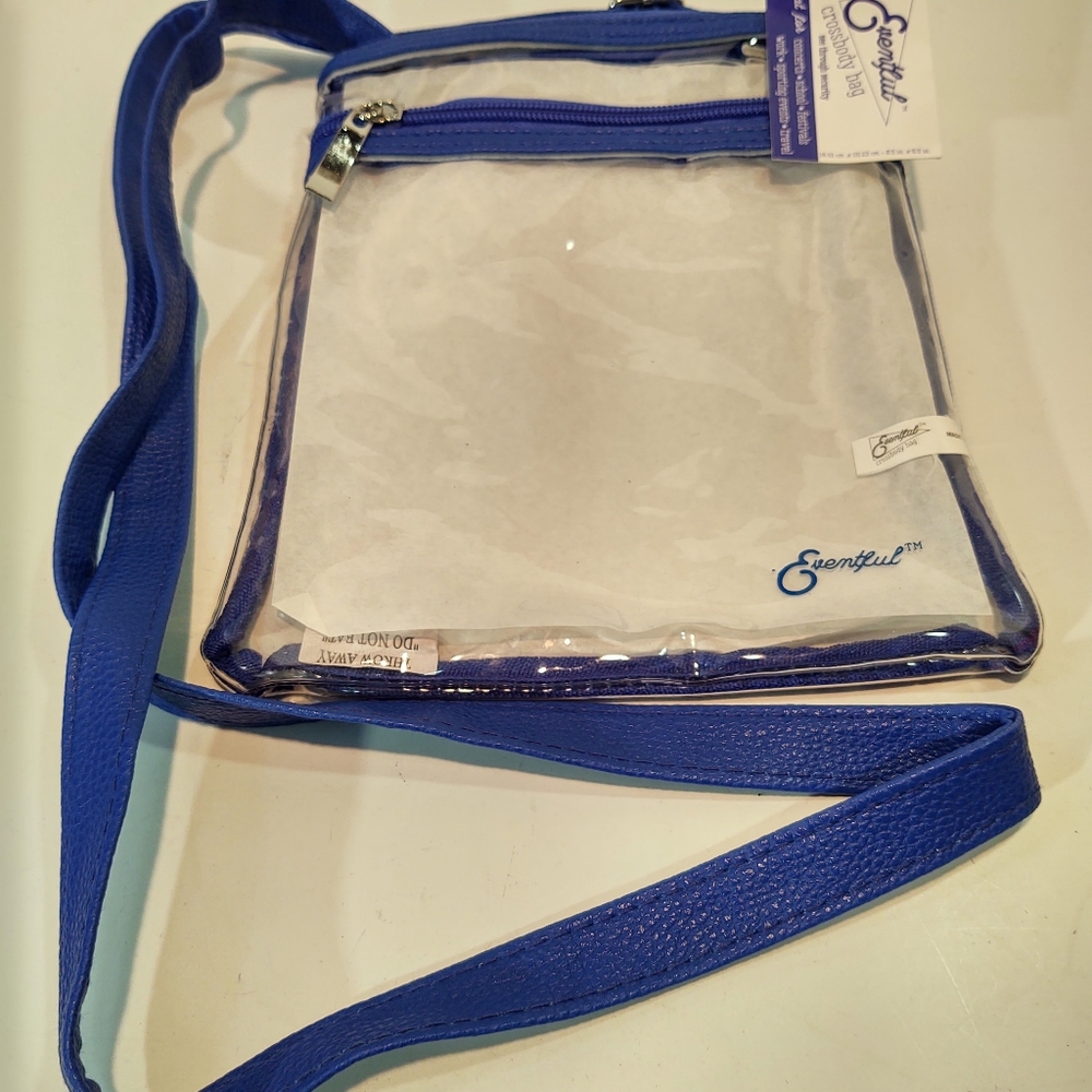 Eventful Crossbody Clear Purse Blue Trim